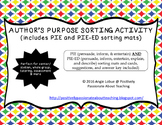 Author's Purpose Sorting Activity - PIE & PIE-ED
