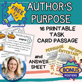 Author's Purpose Task Card Passages
