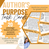 Author's Purpose Task Cards | 20 Passages w/ Multiple Choi