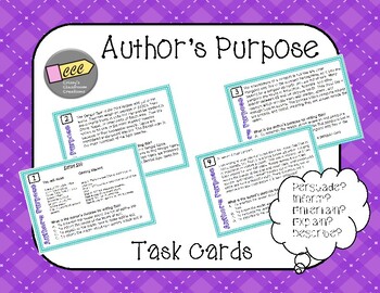Author's Purpose Task Cards  Reading Comprehension Game –  AimeesEdventuresLLC