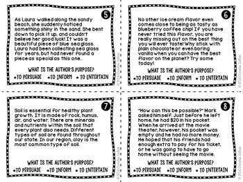 Author's Purpose Passages & Task Cards Game - Activity for Reading