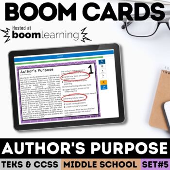 Preview of Author's Purpose Task Cards Digital Boom Cards