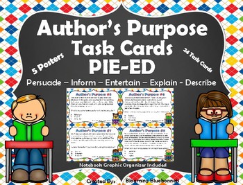 Preview of Author's Purpose Task Cards - PIE'ED