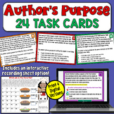 Author's Purpose Task Cards PIE'ED in Print and Digital with TpT Easel
