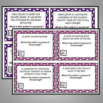 Author's Purpose Task Cards & Printables by Fun Finds for Teachers