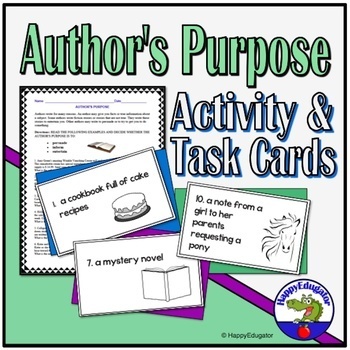 Preview of Author's Purpose Task Cards and Reading Practice with Easel Activity