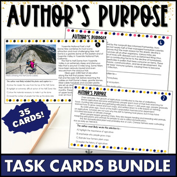 Preview of Author's Purpose Task Cards for Middle School | Bundle