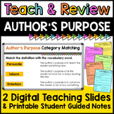 Author's Purpose Teaching Slides and Printable Guided Notes