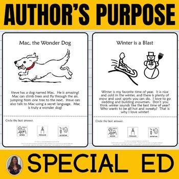 Preview of Author's Purpose Reading Comprehension for Special Education