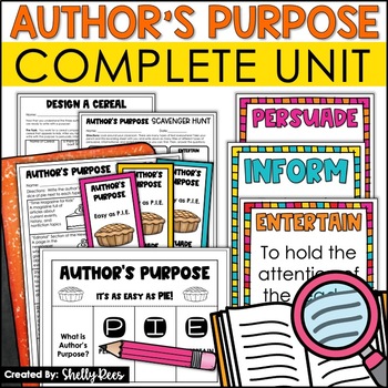 Preview of Author's Purpose Anchor Chart Posters, Worksheets, Activities