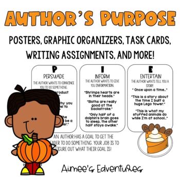 Preview of Author's Purpose Task Cards | Fall Theme | Reading Comprehension Game