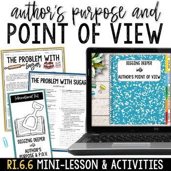Preview of Author's Purpose and Point of View Mini-Lesson - Passages & Quizzes Included!