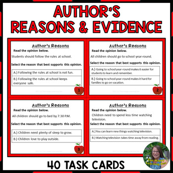 Author's Reasons and Evidence Task Cards by The Happy Learning Den