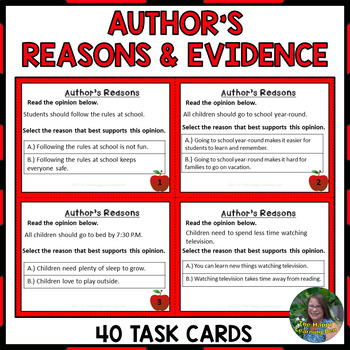 Preview of Author's Reasons and Evidence Task Cards