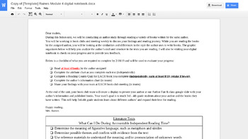 Preview of Author's Study Digital Notebooks for Students