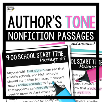 Preview of Author's Tone Nonfiction Passages for Middle School