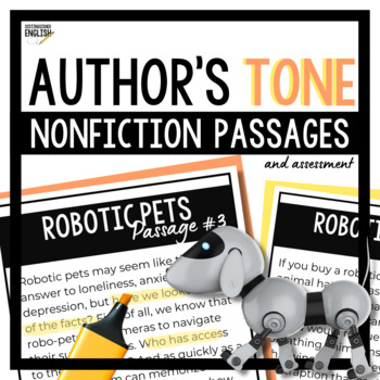 Preview of Author's Tone Nonfiction Passages for Middle School | Robotic Pets