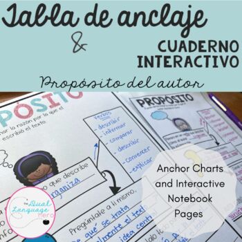 Preview of Author's purpose anchor chart and notebook in Spanish - propósito del autor