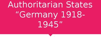 Preview of Authoritarian States Germany 1918-1945: German History PowerPoint Presentation