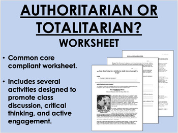 Preview of Authoritarian or Totalitarian? worksheet - Global/World History