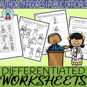 Preview of Authority Figures & Public Officials Unit Worksheets - DIFFERENTIATED