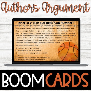 Preview of Authors Argument Digital Task Cards for BOOM