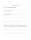 Author's Biography Worksheet