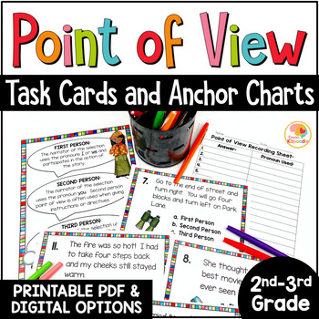 Preview of Authors Point of View Task Cards Anchor Charts Activities: Author's Perspective