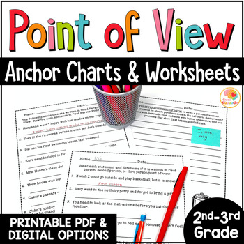Preview of Point of View Worksheets Activities, Anchor Charts, Posters | 2nd and 3rd Grade