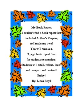 Preview of Author's Purpose Book Report by Linda Boyd