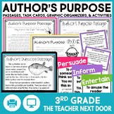 Author's Purpose Worksheets, Task Cards, Activities Print 