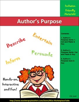 Preview of Author's Purpose Cut and Paste Activity
