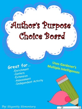 Preview of Author's Purpose  Choice Challenge (Multiple Intelligences)