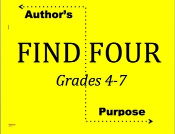 Preview of Author's Purpose Find Four Persuade, Inform, Entertain
