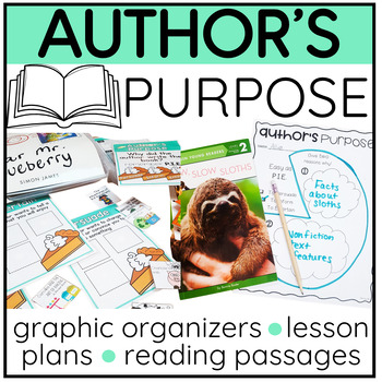 Preview of Author's Purpose Task Cards Activities Worksheets Anchor Chart Graphic Organizer
