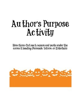 Author's Purpose Halloween Activity by 2nd Grade Land  TpT