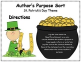 Author's Purpose Literacy Center Sort - St. Patrick's Day Theme