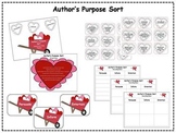 Author's Purpose Literacy Center Sort - Valentine's Day Theme
