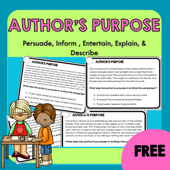 Preview of Authors Purpose PIEED Task Cards | Reading Skills Practice for Middle SchoolAuth