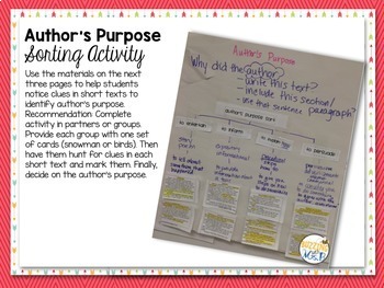 Author's Purpose - Sentence Writing Activity