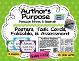 Author's Purpose Posters, Task Cards, Foldable, Test: Pers