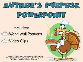 Preview of Author's Purpose Powerpoint w/ Video Clips and Vocabulary Posters