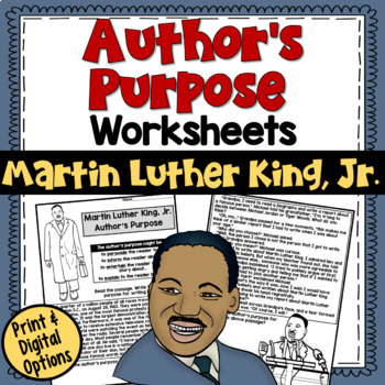 Preview of Author's Purpose Practice for Martin Luther King in Print and Digital Easel