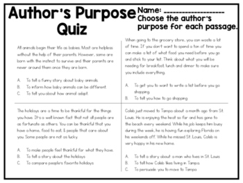 Author's Purpose Quiz 2