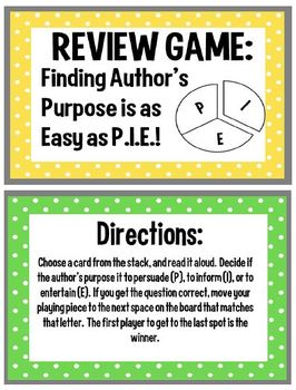Preview of Author's Purpose Review Game-PDF and SMARTBoard