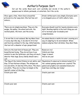 Author's Purpose Sorting Game