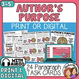 Author's Purpose Task Cards using PIE Print and Digital wi