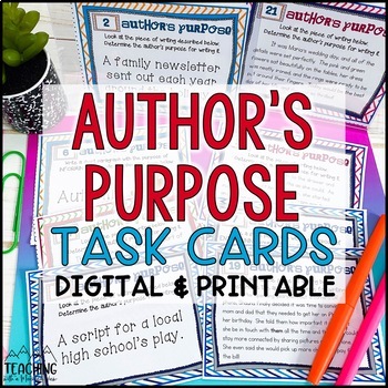 Preview of Author's Purpose Task Cards Activities