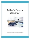 Author's Purpose Worksheet with Answer Key
