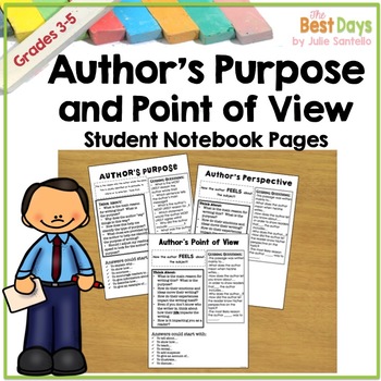 Preview of Author's Point of View Author's Perspective and Author's Purpose Notebook Page